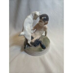 Royal Copenhagen Denmark Porcelain Figurine 1012 498 Faun Pan With Goat Thomsen